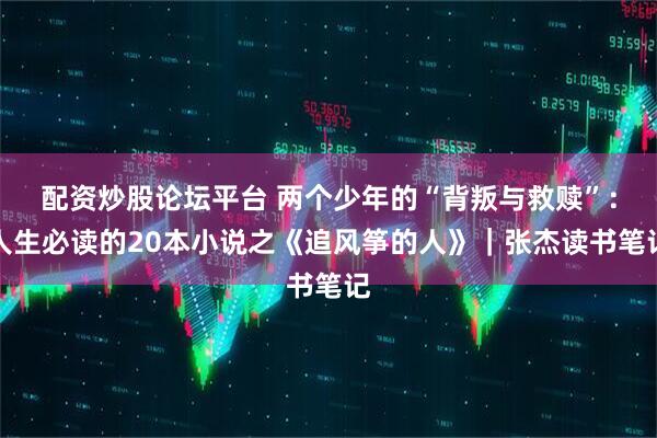 配资炒股论坛平台 两个少年的“背叛与救赎”：人生必读的20本小说之《追风筝的人》｜张杰读书笔记